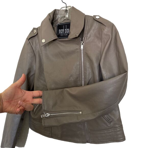 Faux Leather Jacket Gray Women’s Size M Zippers Rori Gilmore - Picture 4 of 12